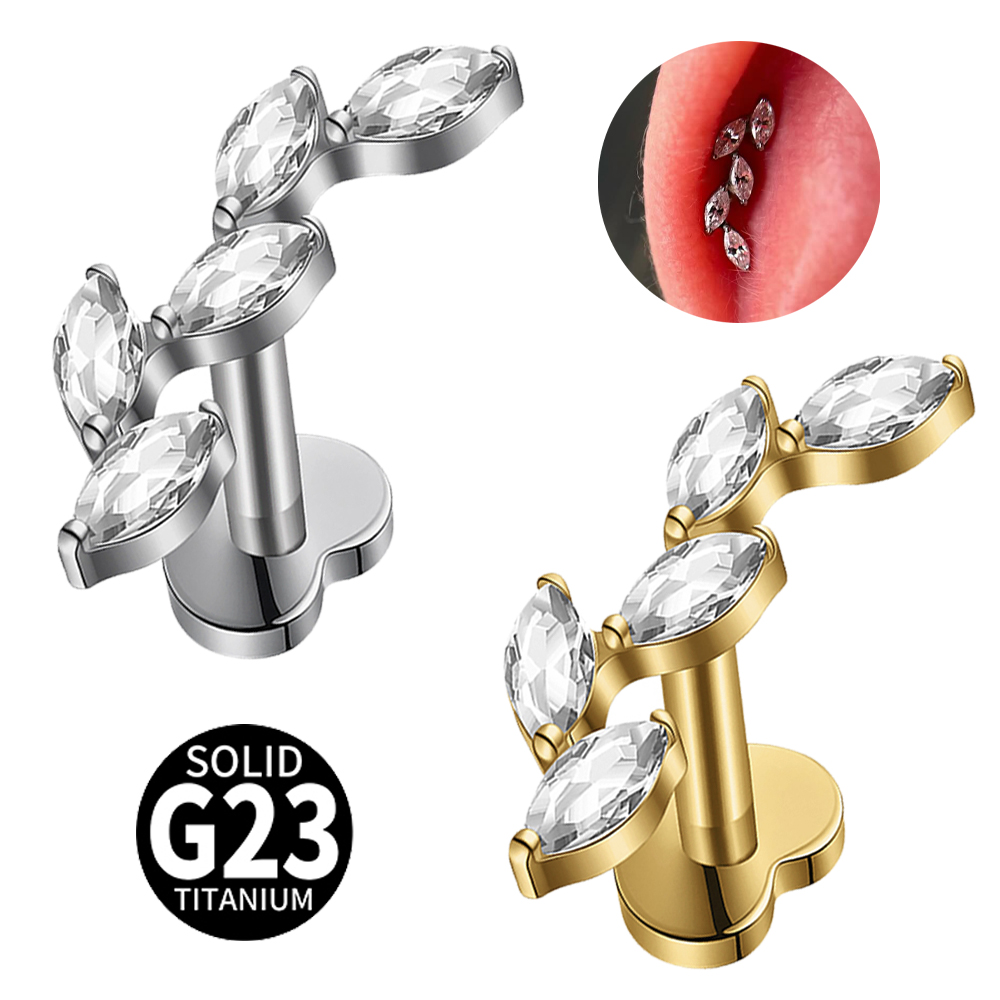 Cluster Stud Ear - 16G G23 티타늄 5개의 마르퀴즈 지르콘