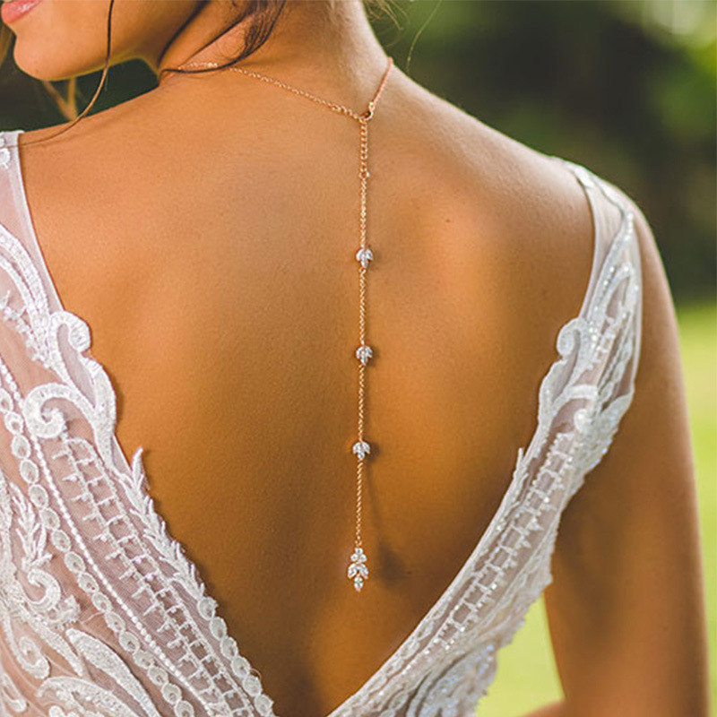 Body Jewelry For Backless Dress - 백 체인 라인스톤 펜던트, 고급 체인,