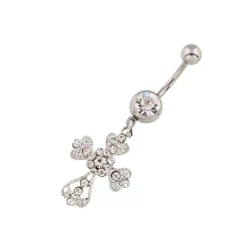 Belly Bar Titanium - 스테인리스 스틸 십자가 펜던트 배꼽 피어싱