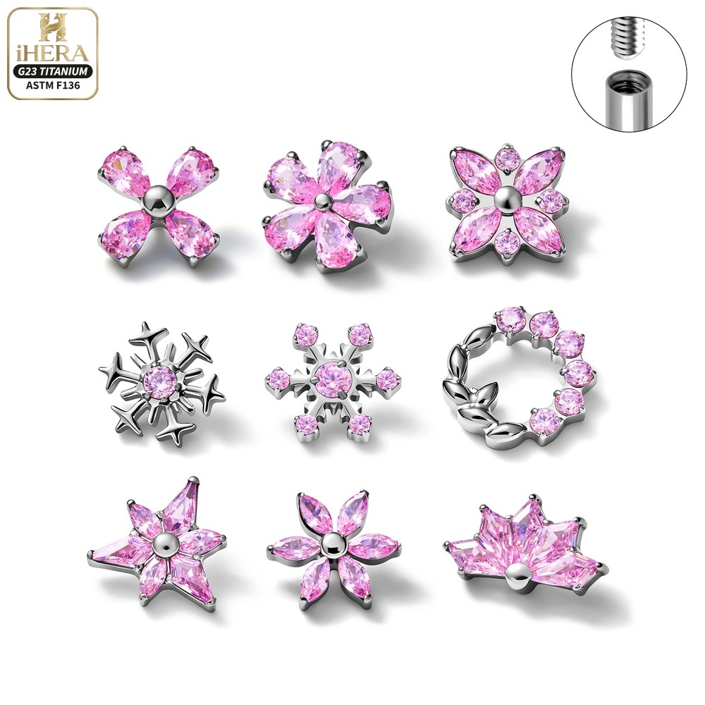 Cluster Stud Ear - ASTM F136 티타늄 스파클리 CZ 클러스터