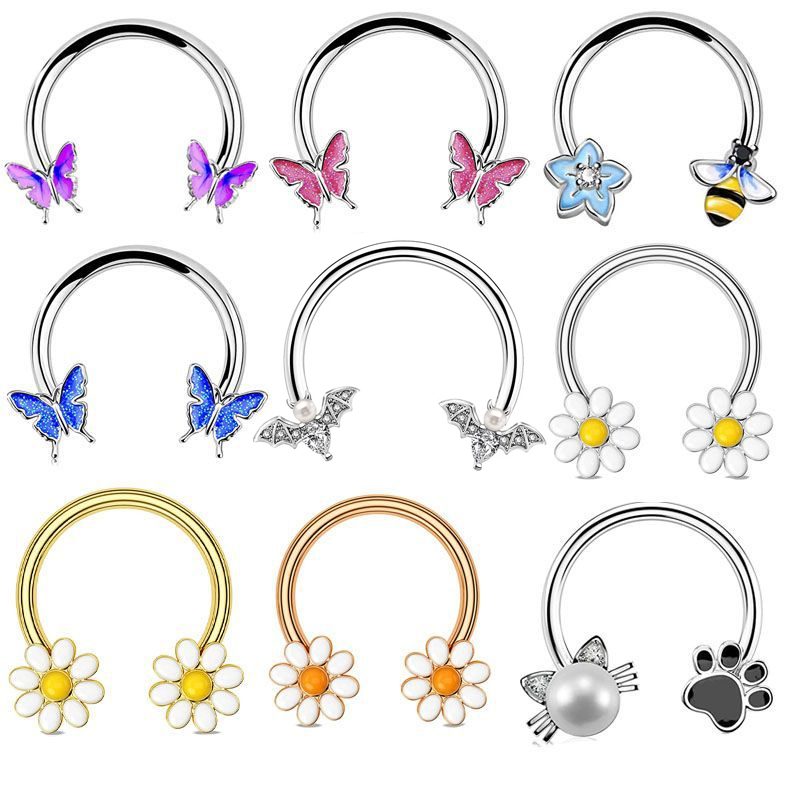 Body Jewelry La - 여성을위한 패션 핑크 나비 스테인레스 스틸