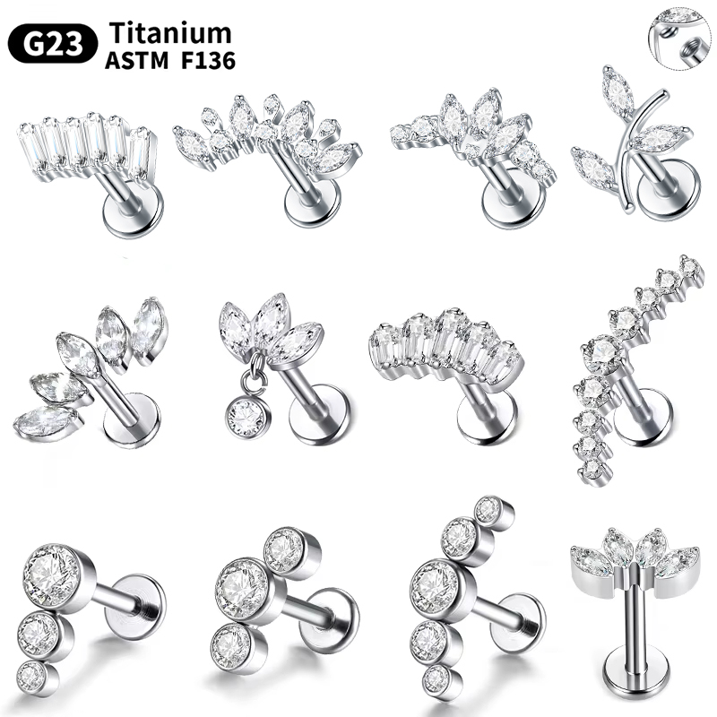 Cluster Stud Ear - 1/5Pcs G23 티타늄 귀 Labret 피어싱