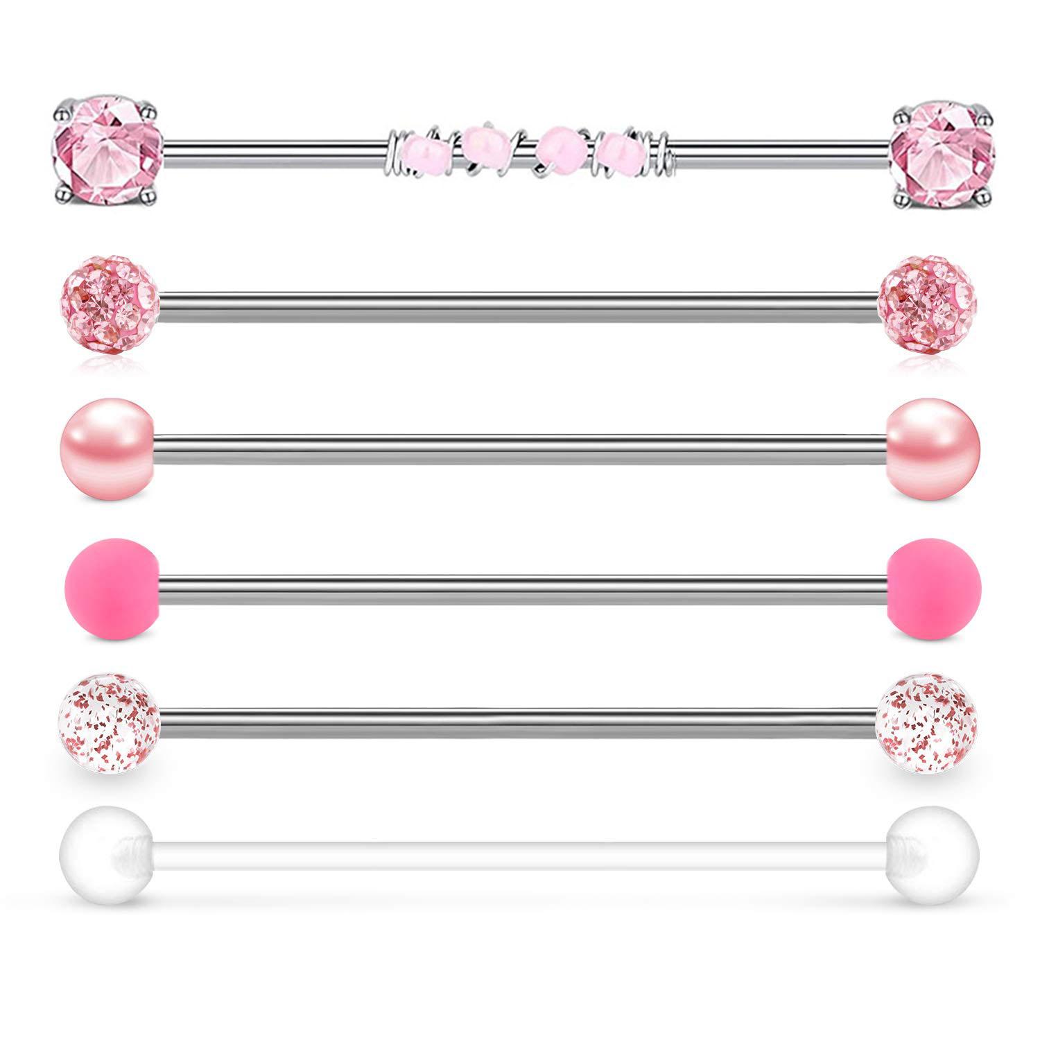Body Jewelry Industrial - 1pc/6pcs 14G 38mm 스테인리스 산업 바벨