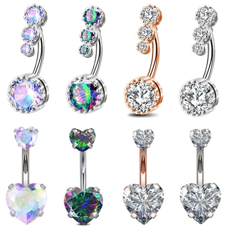Belly Bar Titanium - 1PCS 외과 강철 Ab 크리스탈 배꼽