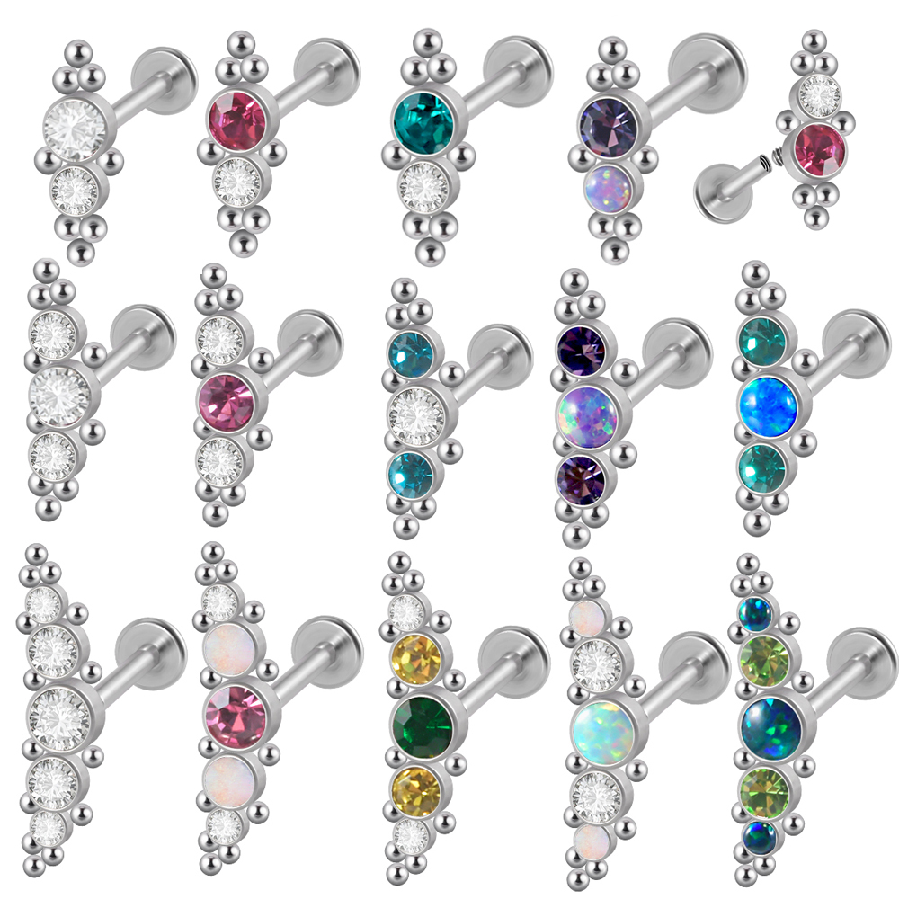 Cluster Stud Ear - 316L 외과 강철 16G Cz Labret
