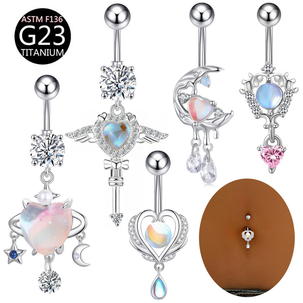 Belly Bar Titanium - G23 티타늄 핀 배꼽 링 러브