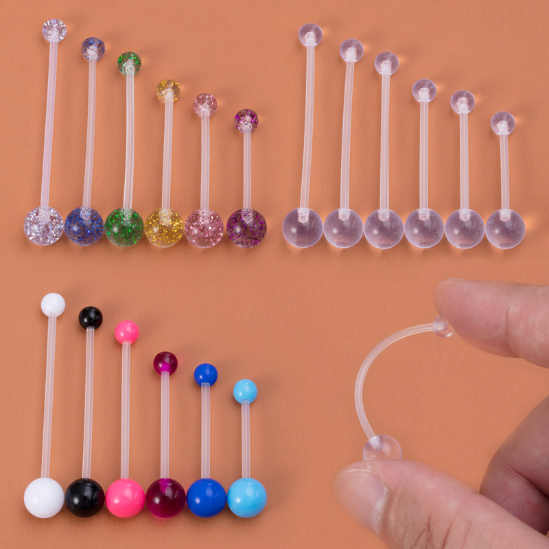 Body Jewelry Industrial - 6pcs 유연한 배꼽 피어싱 아크릴 배꼽