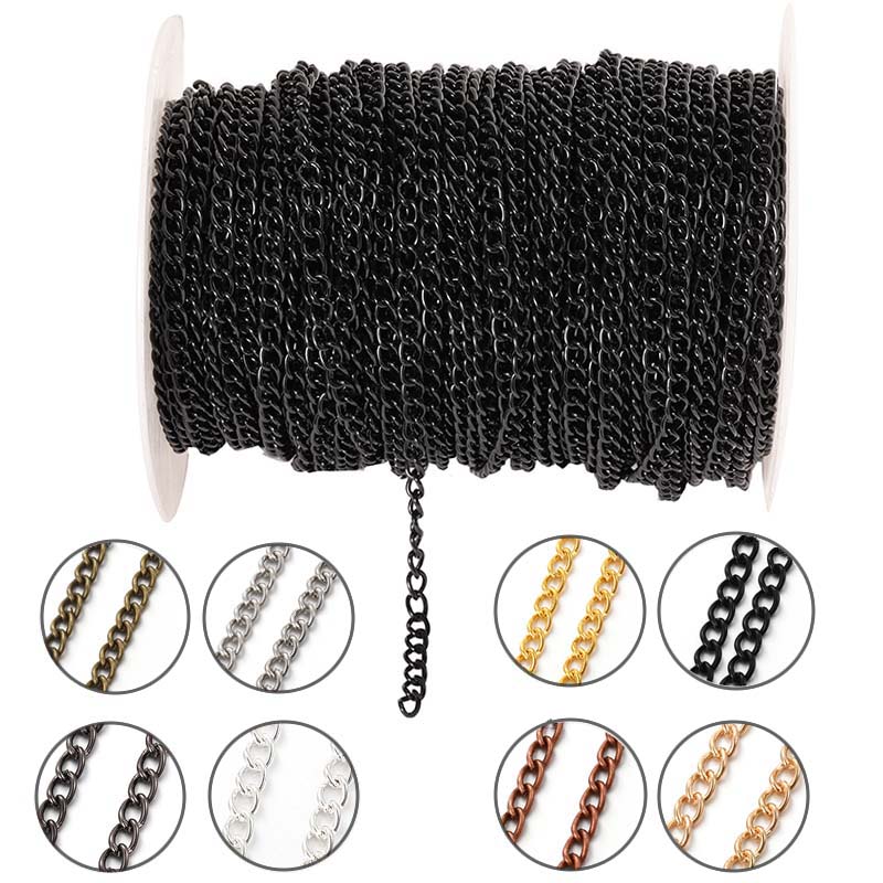 Body Chain Jewelry - 2미터 2.5/3.5/4.5mm 금속 플랫 타원형 연장