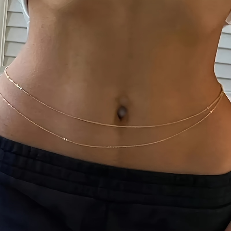 Body Chain Jewelry - 1중층 금속 허리 체인 벨트 -