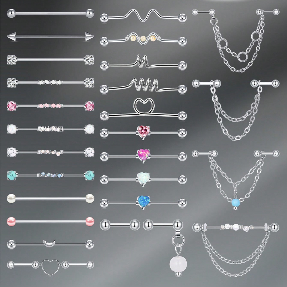 Body Jewelry Industrial - 14G 산업용 바벨 연골 귀걸이 바디