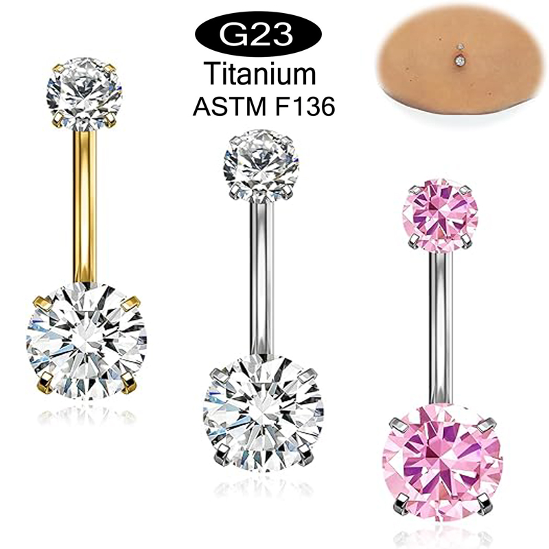 Belly Bar Titanium - 1개 G23 티타늄 배꼽 링 14G