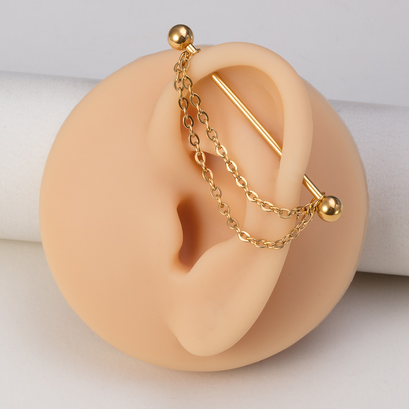 1pc 산업 피어싱 바벨 체인 연골 귀걸이 긴 귀 스터 - Body Jewelry Industrial 리뷰 및 가격
