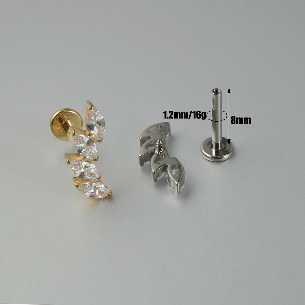 1PC 지르콘 G23 솔리드 티타늄 연골 귀걸이 스터드 - Cluster Stud Ear 리뷰 및 가격