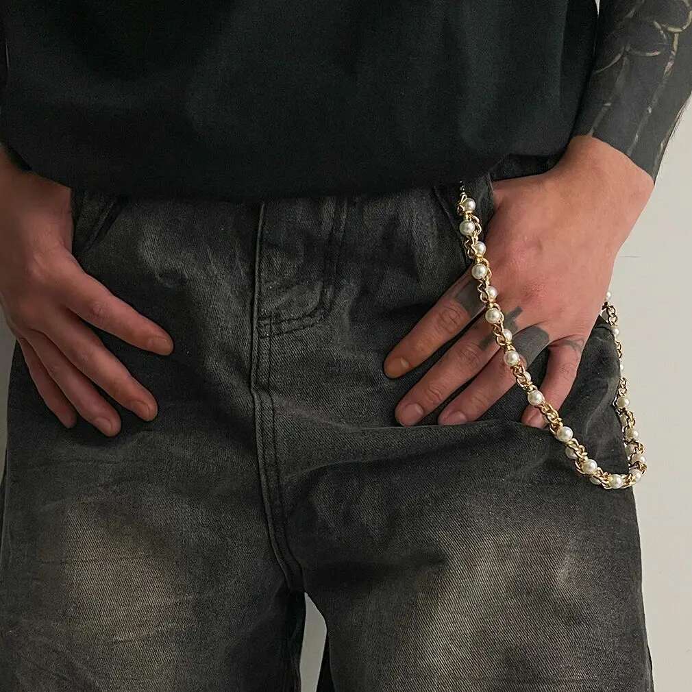잉마크 펑크 인조 진주 바지 힙스터 팬츠 청바지 키체인 - Body Jewelry Rings 리뷰 및 가격