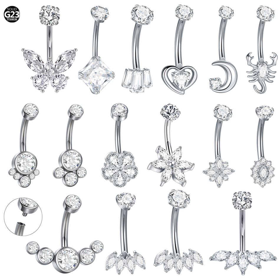 1Pc 티타늄 지르콘 배꼽 링 배꼽 피어싱 내부 스레드 - Belly Bar Titanium 리뷰 및 가격