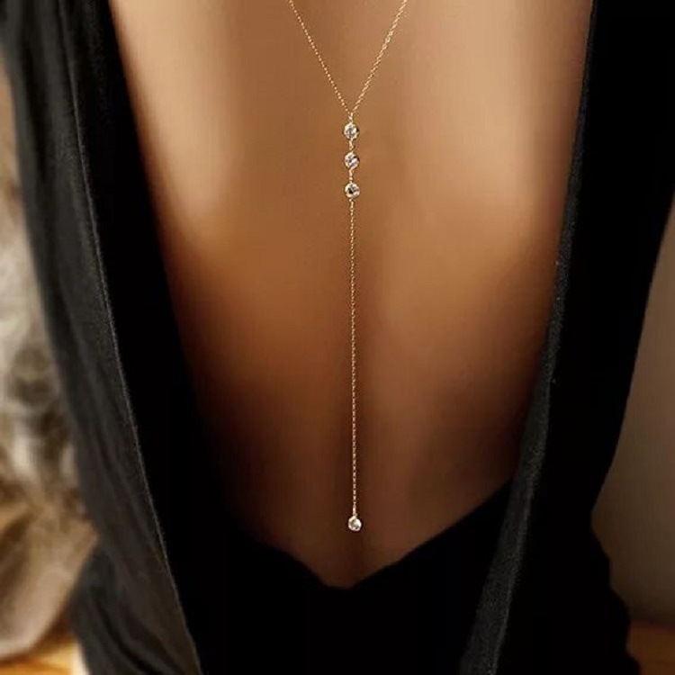 새로운 라인스톤 섹시 여성 백 체인 목걸이 비키니 비치 - Body Chain Jewelry 리뷰 및 가격