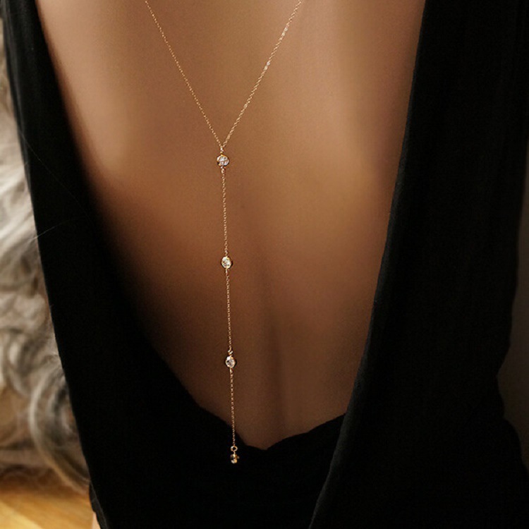 새로운 라인스톤 섹시 여성 백 체인 목걸이 비키니 비치 - Body Chain Jewelry 리뷰 및 가격