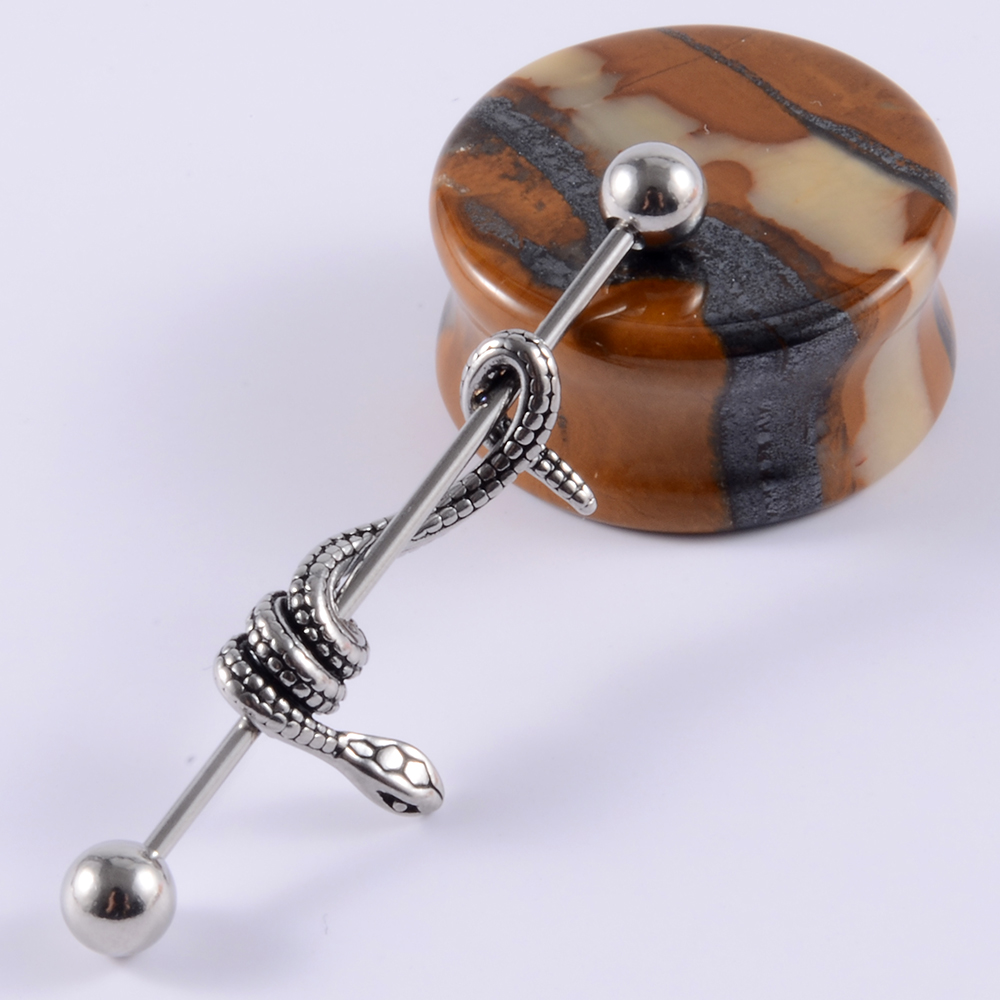 1Pcs 외과 강철 뱀 산업용 바벨 링 귀 젖꼭지 스트 - Body Jewelry Industrial 리뷰 및 가격