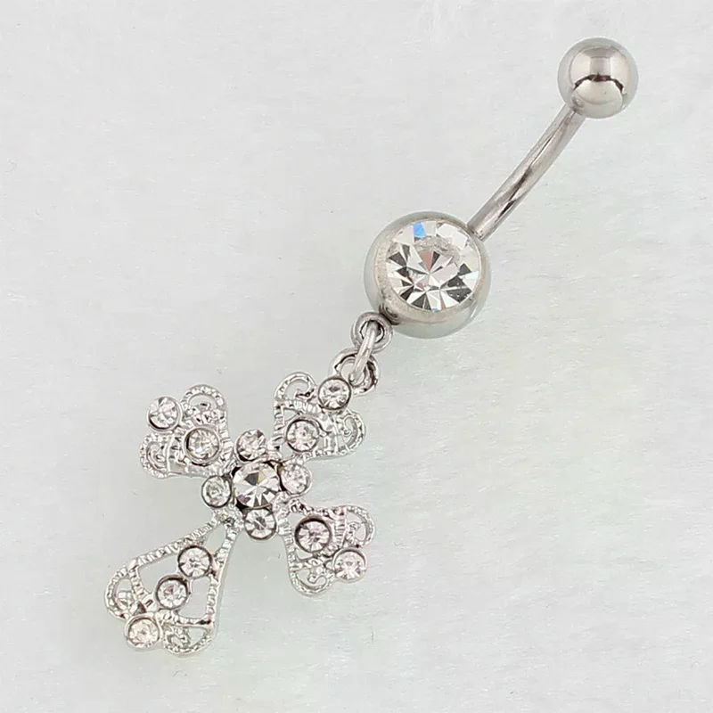 스테인리스 스틸 십자가 펜던트 배꼽 피어싱 패션 크리스 - Belly Bar Titanium 리뷰 및 가격