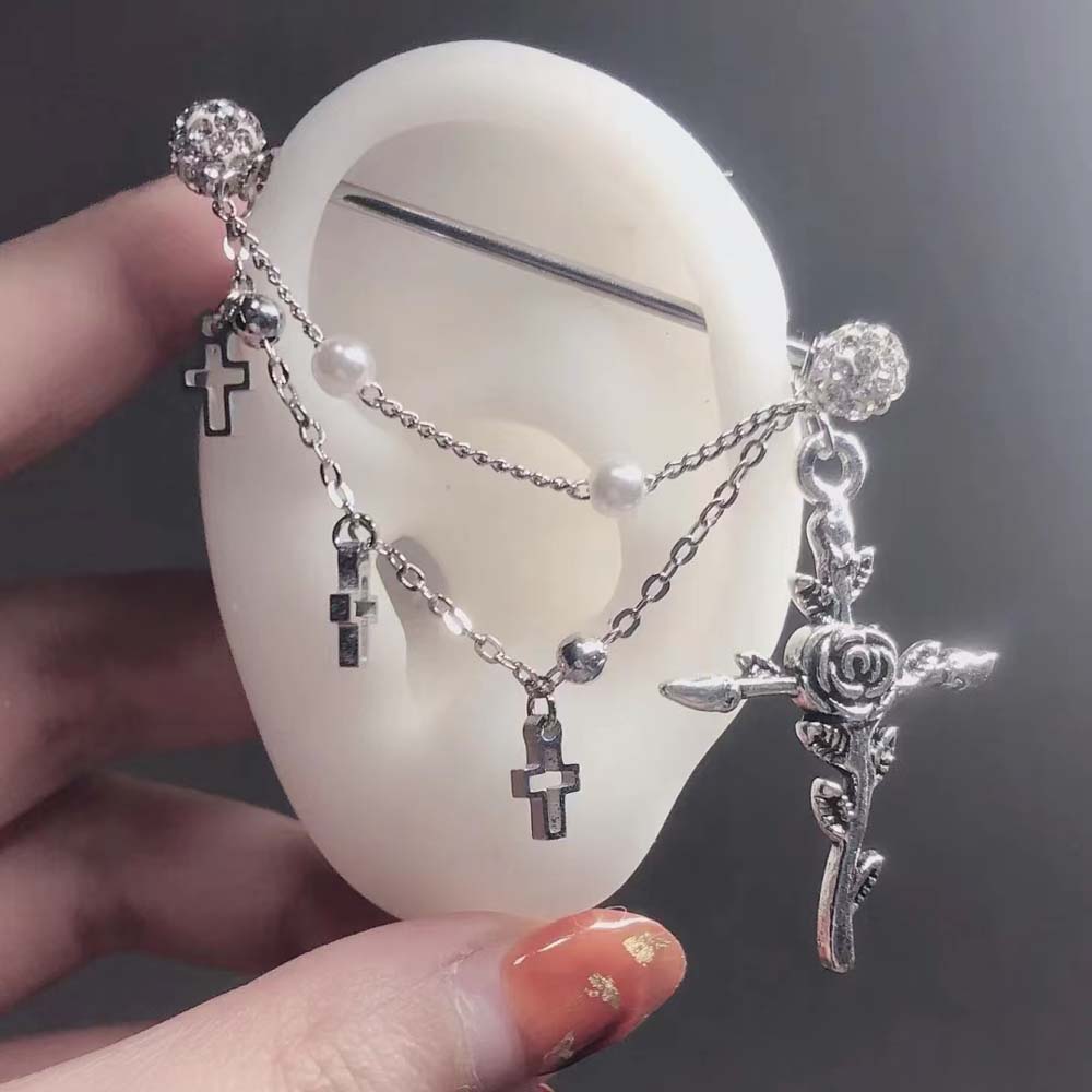 1PC 산업용 비계 바벨 귀 피어싱 바 외과 강철 체인 - Body Jewelry Industrial 리뷰 및 가격
