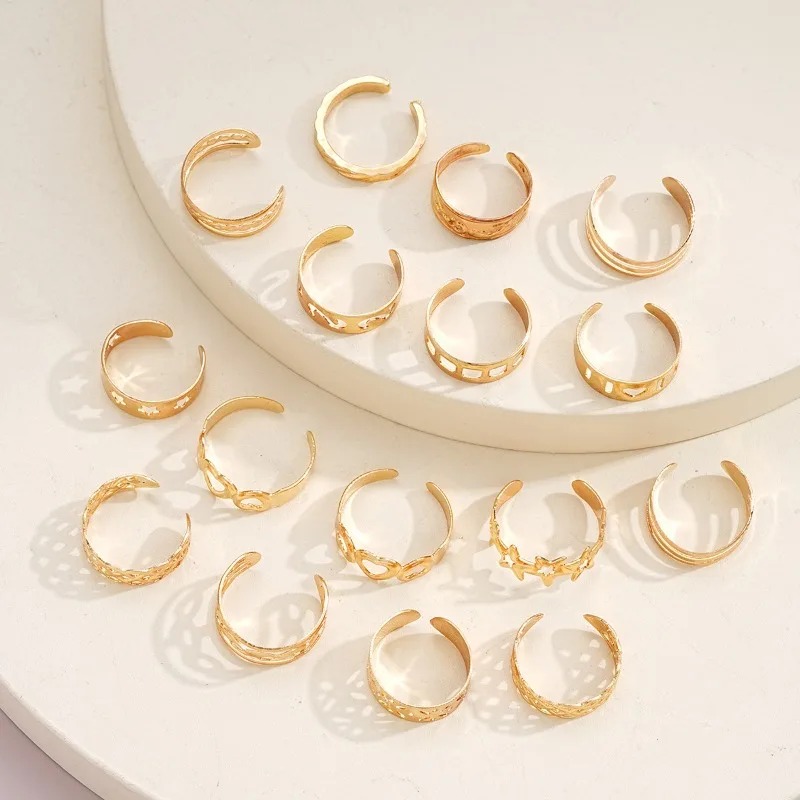 여성용 발가락 반지 16개 세트 속이 빈 별 하트 디자 - Body Jewelry Rings 리뷰 및 가격