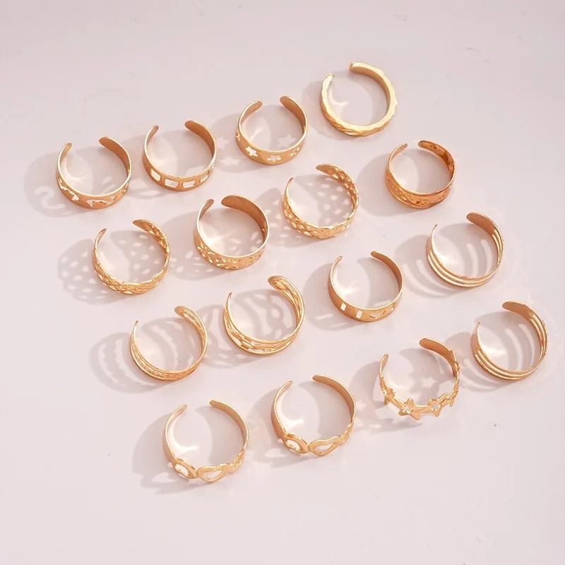 여성용 발가락 반지 16개 세트 속이 빈 별 하트 디자 - Body Jewelry Rings 리뷰 및 가격