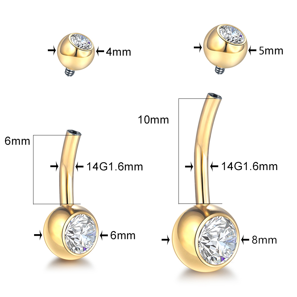G23 티타늄 14G 골드 컬러 밸리 단추 링, 배꼽  - Belly Bar Titanium 리뷰 및 가격