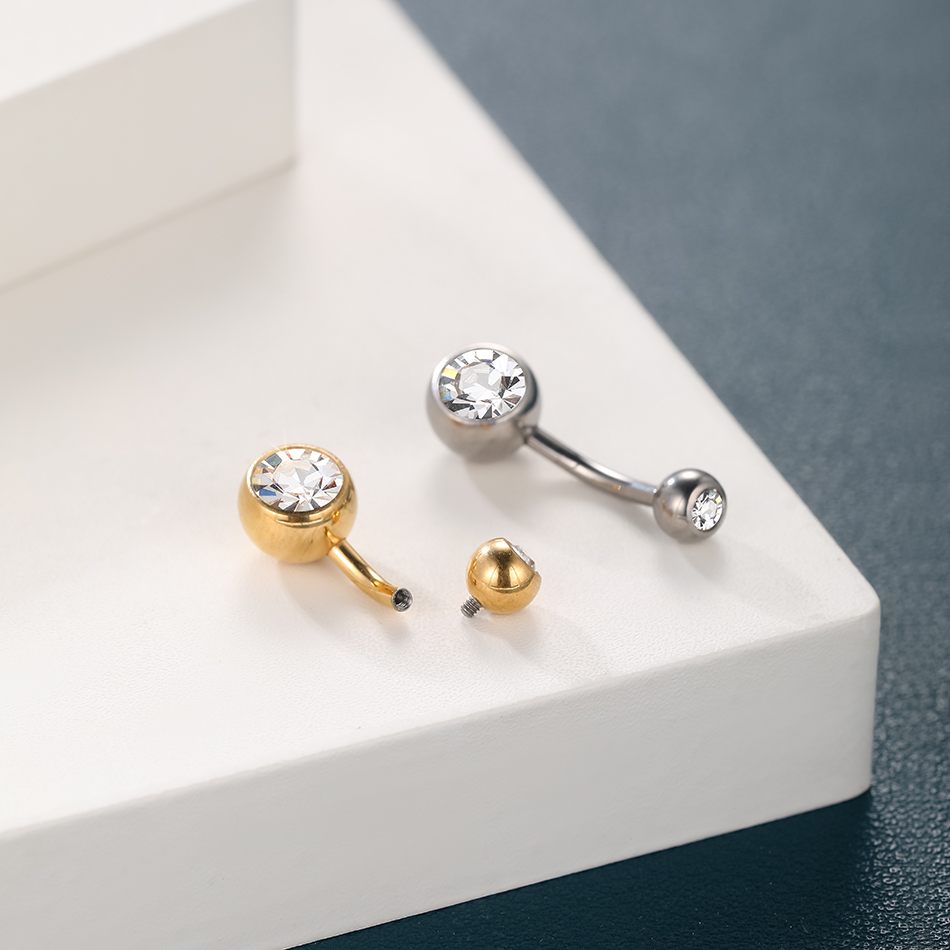 G23 티타늄 14G 골드 컬러 밸리 단추 링, 배꼽  - Belly Bar Titanium 리뷰 및 가격