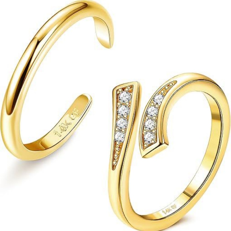 여성용 14K 금도금 조절 가능 지르콘 발찌 투피스 세 - Body Jewelry Rings 리뷰 및 가격