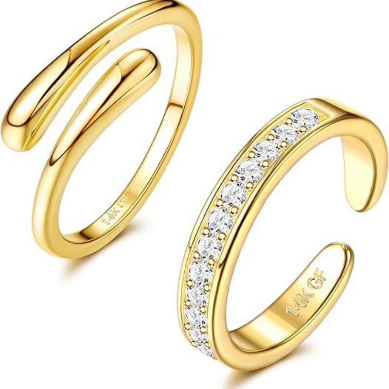 여성용 14K 금도금 조절 가능 지르콘 발찌 투피스 세 - Body Jewelry Rings 리뷰 및 가격