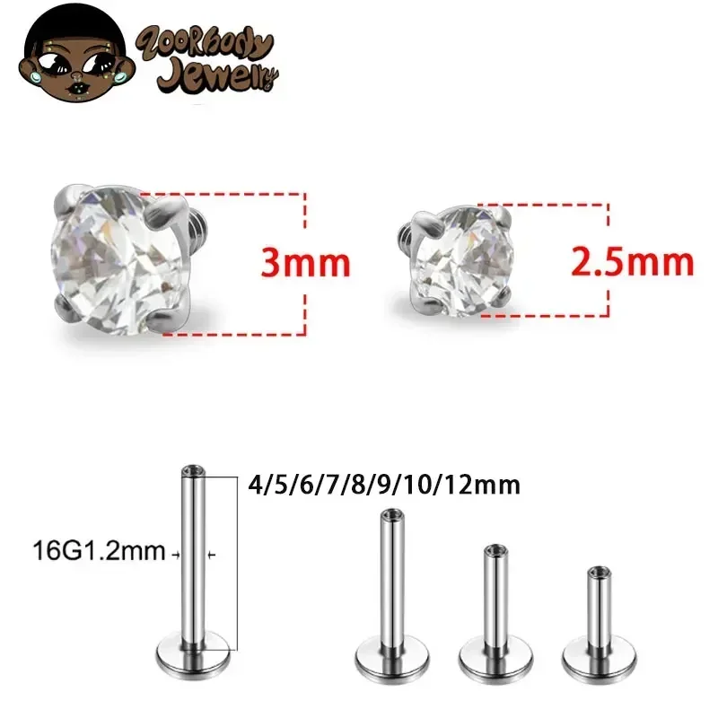 1Pcs G23 티타늄 피어싱 CZ 보석 내부 스레드  - Belly Bar Titanium 리뷰 및 가격