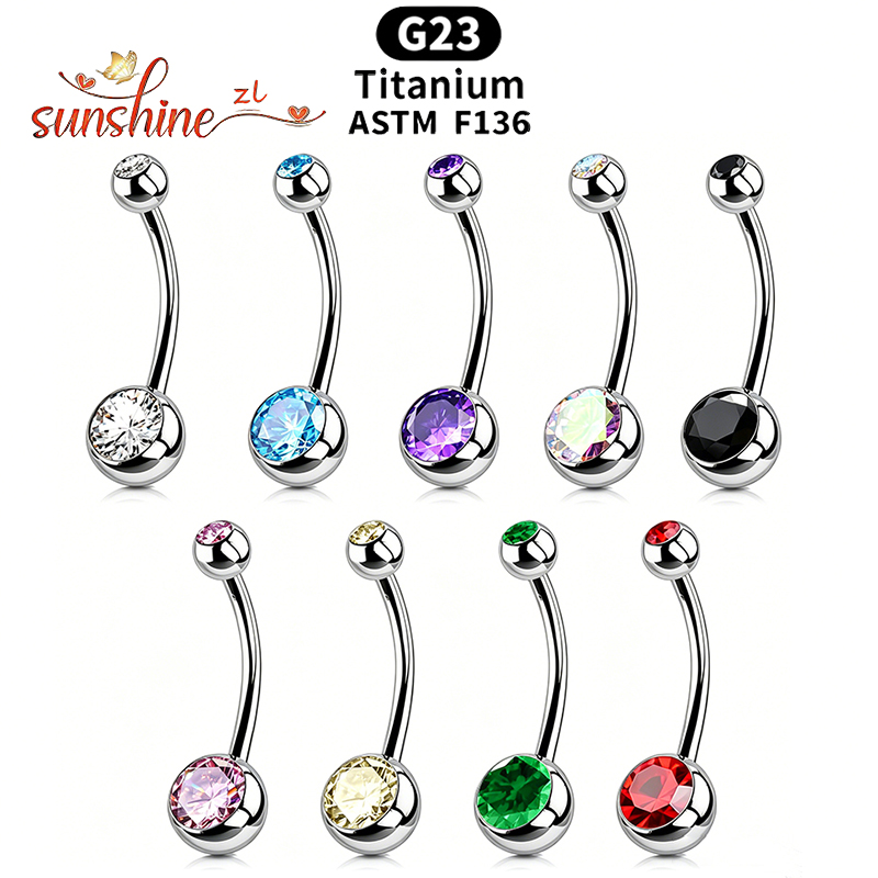 1PC G23 티타늄 지르콘 젬 커브드 바벨 링 배꼽  - Belly Bar Titanium 리뷰 및 가격
