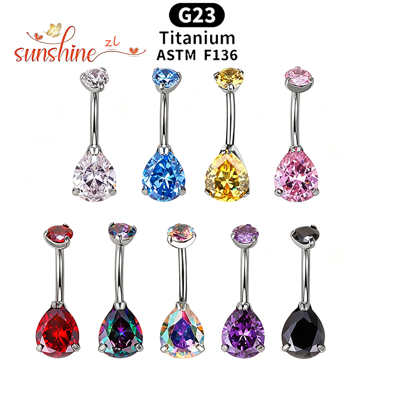 1PC G23 티타늄 지르콘 젬 커브드 바벨 링 배꼽  - Belly Bar Titanium 리뷰 및 가격