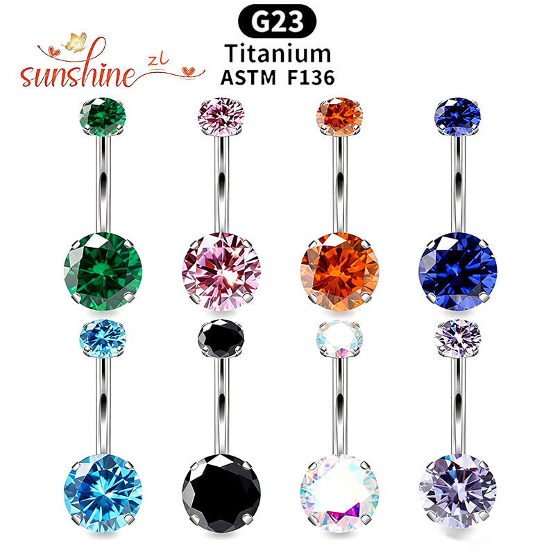 1PC G23 티타늄 지르콘 젬 커브드 바벨 링 배꼽  - Belly Bar Titanium 리뷰 및 가격