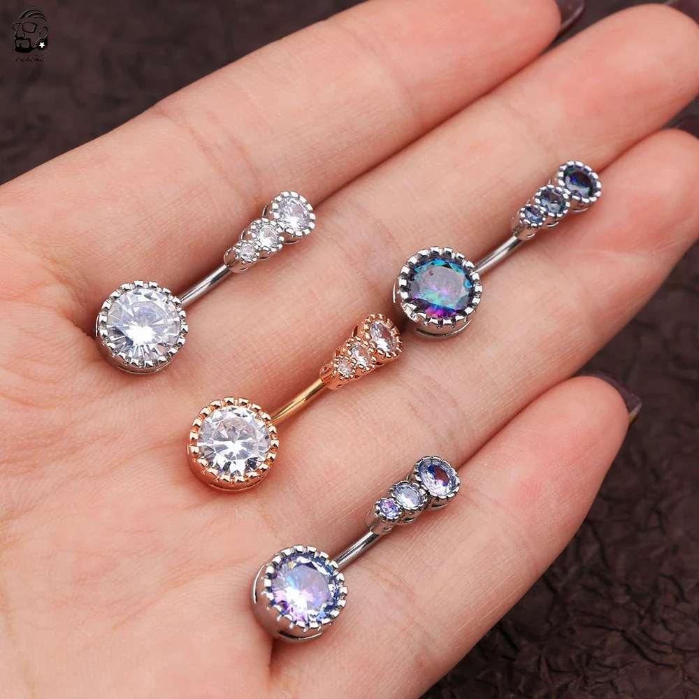 1PCS 외과 강철 Ab 크리스탈 배꼽 버튼 반지 지르 - Belly Bar Titanium 리뷰 및 가격