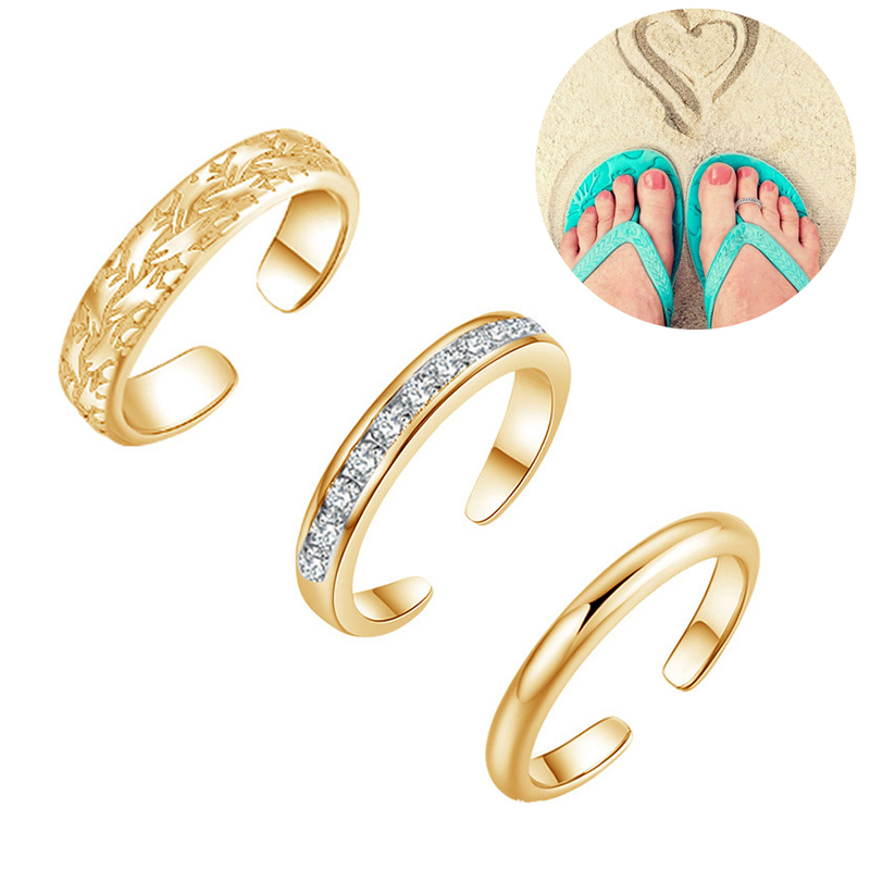 트리오 세트 여성용 발가락 반지, 18K 금도금, 조절 - Body Jewelry Rings 리뷰 및 가격