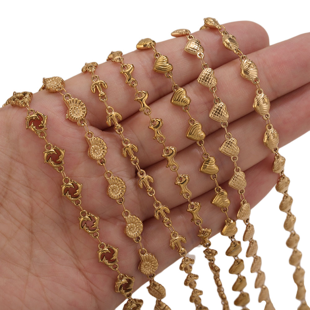 1M PVD 골드 스테인리스 스틸 하트 별 꽃 링크 케 - Body Jewelry In Bulk 리뷰 및 가격
