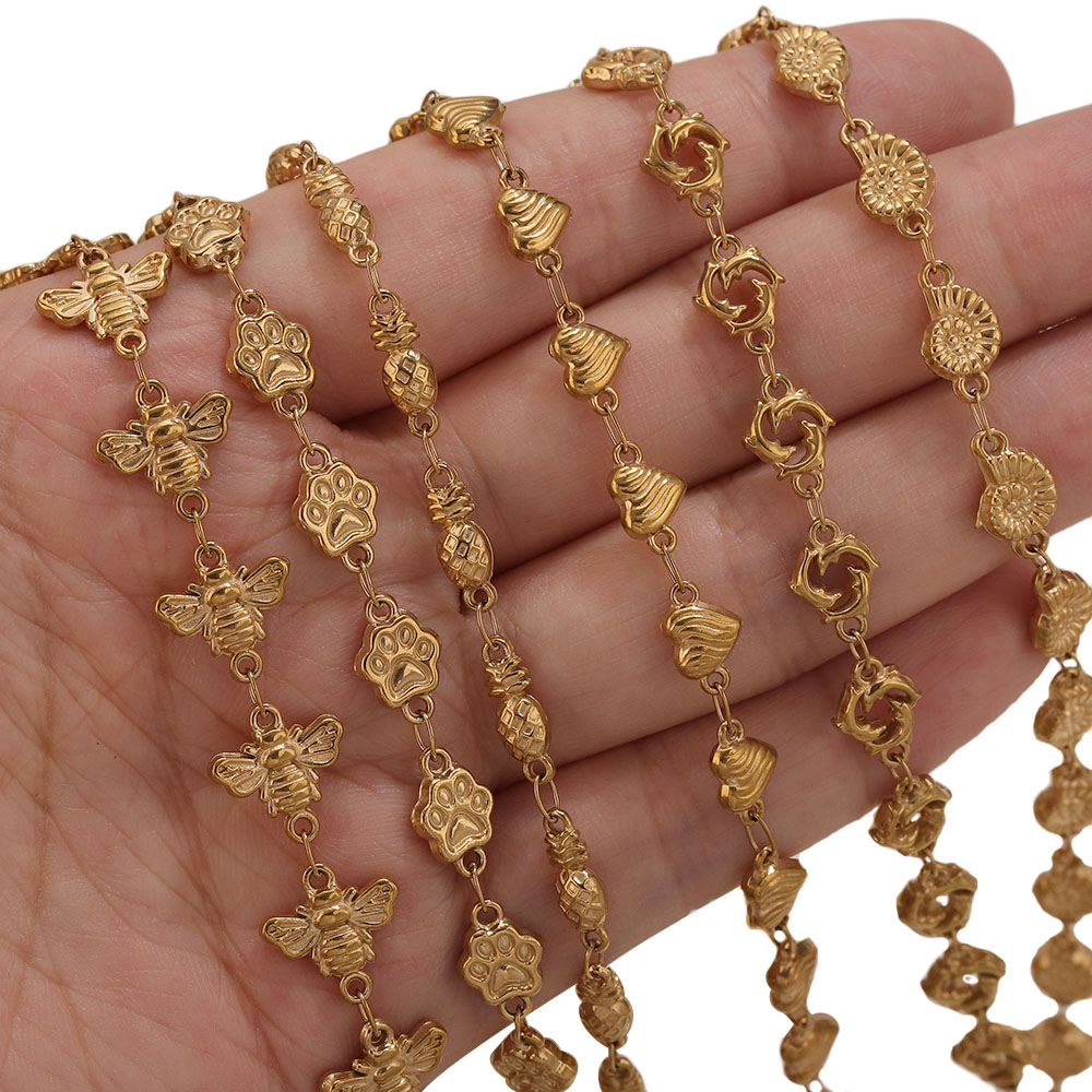 1M PVD 골드 스테인리스 스틸 하트 별 꽃 링크 케 - Body Jewelry In Bulk 리뷰 및 가격