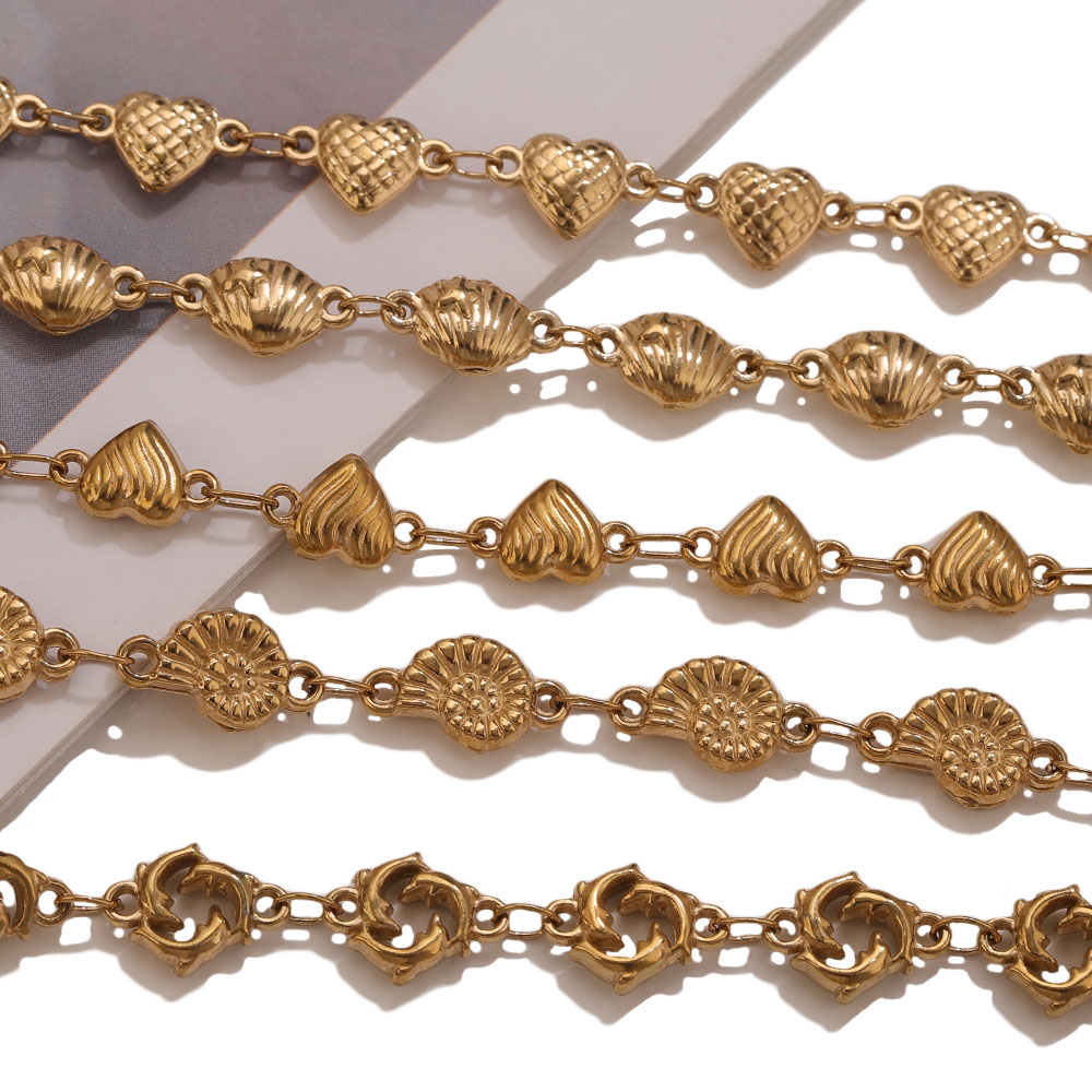 1M PVD 골드 스테인리스 스틸 하트 별 꽃 링크 케 - Body Jewelry In Bulk 리뷰 및 가격