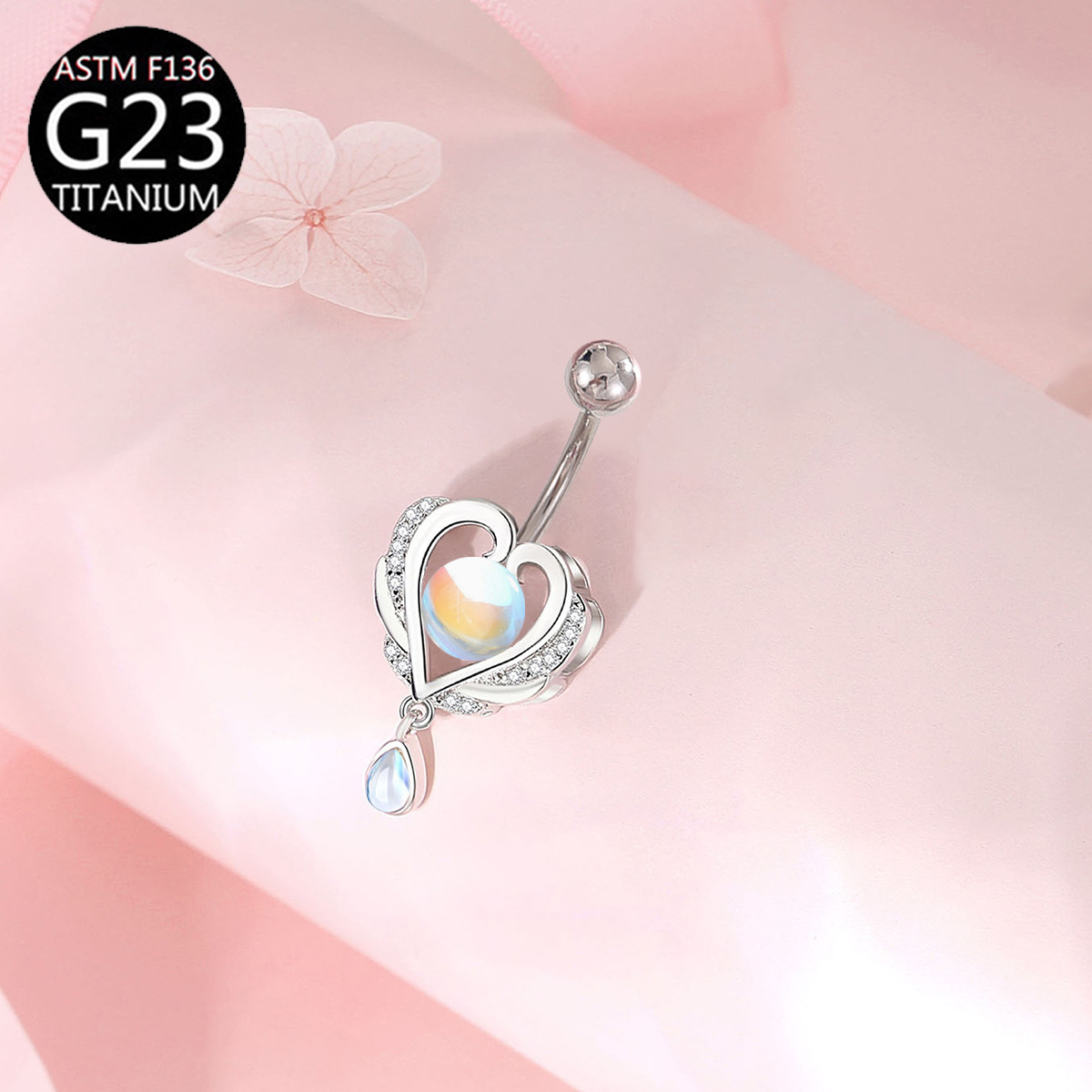 G23 티타늄 핀 배꼽 링 러브 오로라 스타 문 펜던트 - Belly Bar Titanium 리뷰 및 가격