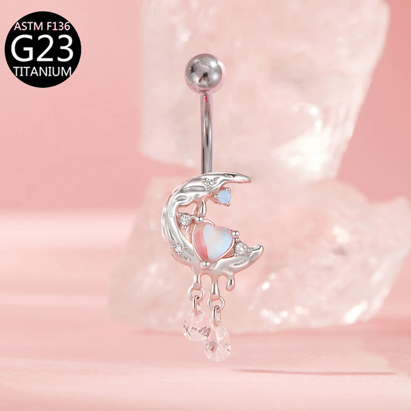 G23 티타늄 핀 배꼽 링 러브 오로라 스타 문 펜던트 - Belly Bar Titanium 리뷰 및 가격