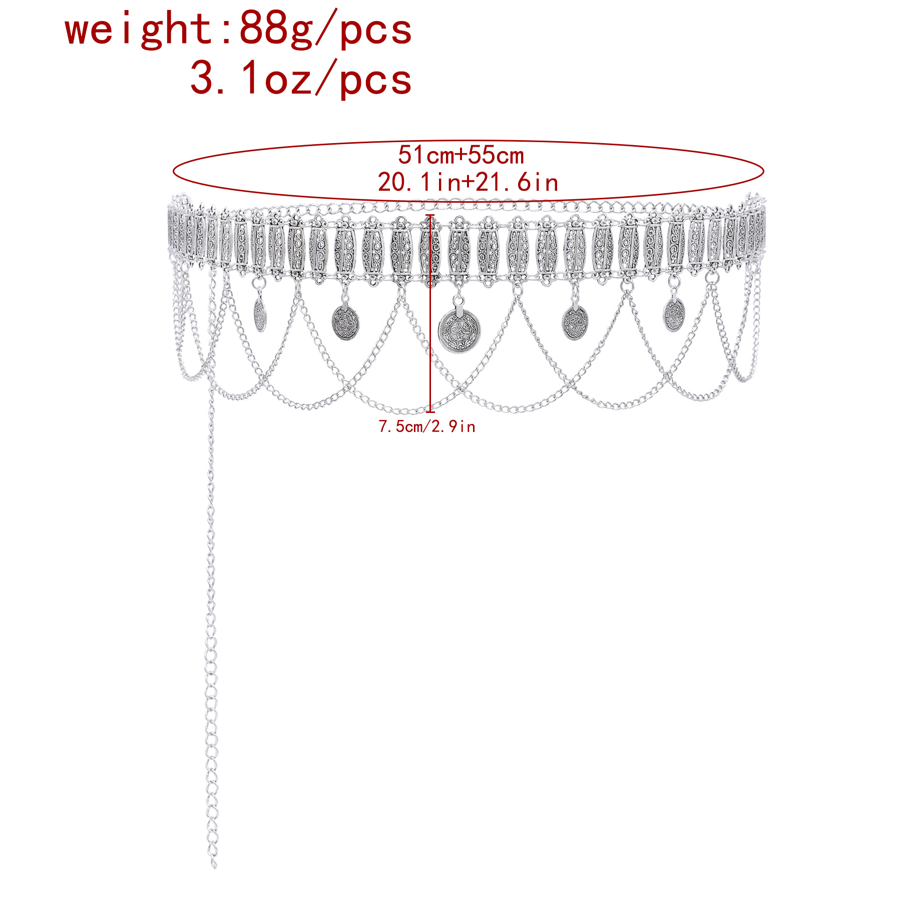 니치 레트로 디자인 실버 조각 기하학적 합금 패치워크  - Body Chain Jewelry 리뷰 및 가격