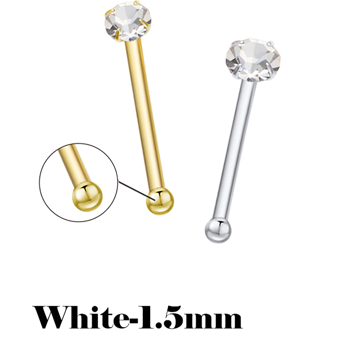 925 스털링 실버 코 스터드 미니 1.5mm 크리스탈 - Body Jewelry La 리뷰 및 가격