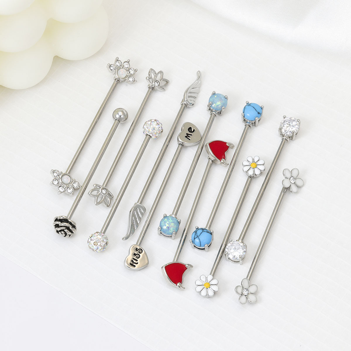 16G 화살표 하트 산업용 바벨 외과 강철 짧은 연골  - Body Jewelry Industrial 리뷰 및 가격