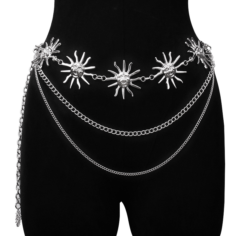 두꺼운 멀티 레이어 펑크 고딕 문 썬 허리 체인 메탈  - Body Jewelry In Bulk 리뷰 및 가격