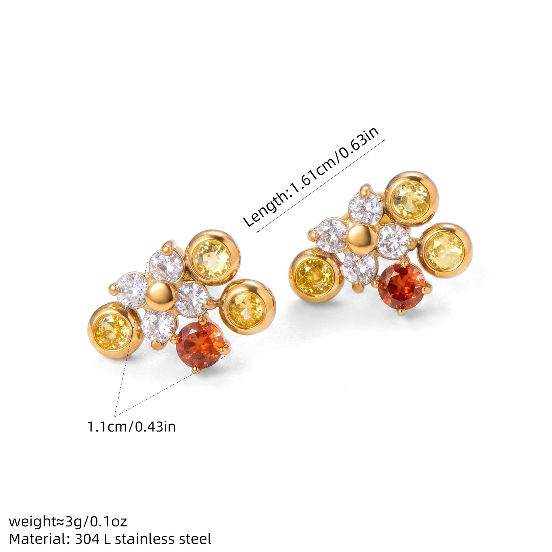 여성용 스테인리스 스틸 지르콘 스터드 귀걸이 18K 골 - Cluster Stud Ear 리뷰 및 가격