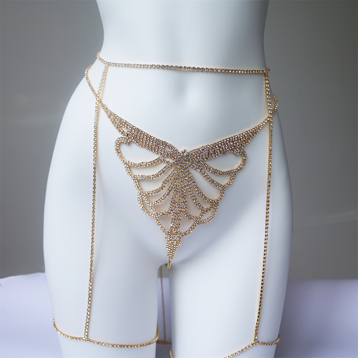 다층 라인석 반짝이는 허리 쥬얼리 T자형 바지 체인,  - Body Chain Jewelry 리뷰 및 가격