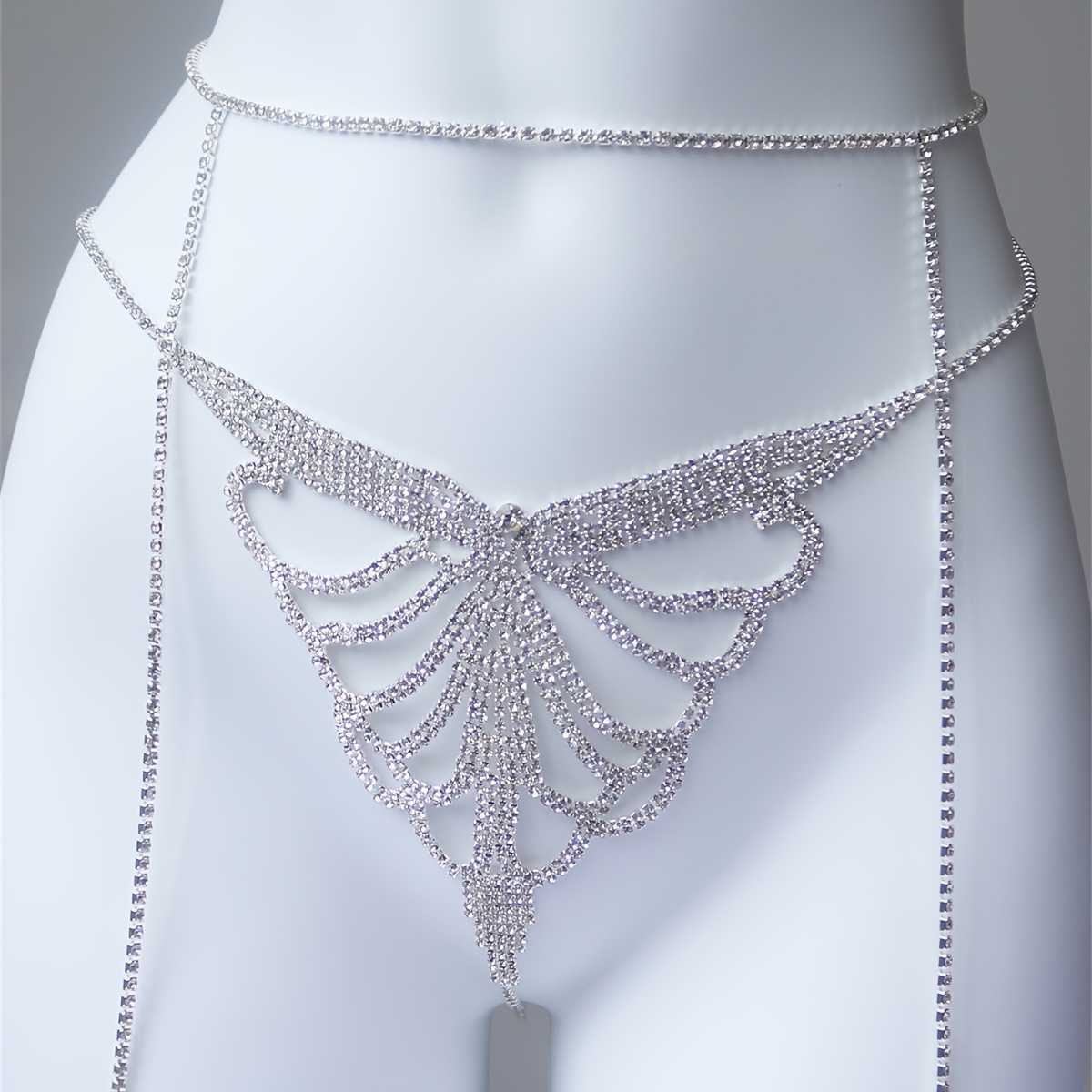 다층 라인석 반짝이는 허리 쥬얼리 T자형 바지 체인,  - Body Chain Jewelry 리뷰 및 가격