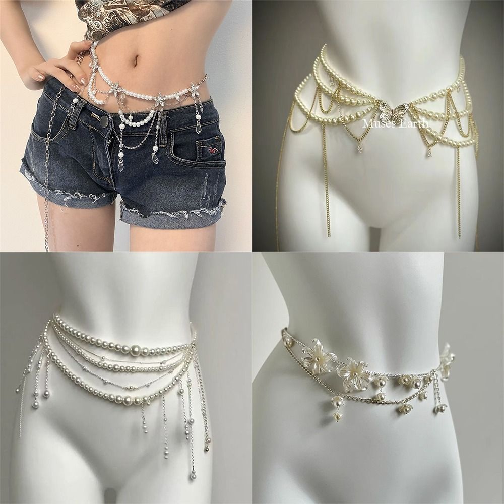 패션 우아한 진주 허리 체인 허리 액세서리 다용도 플로 - Body Jewelry In Bulk 리뷰 및 가격