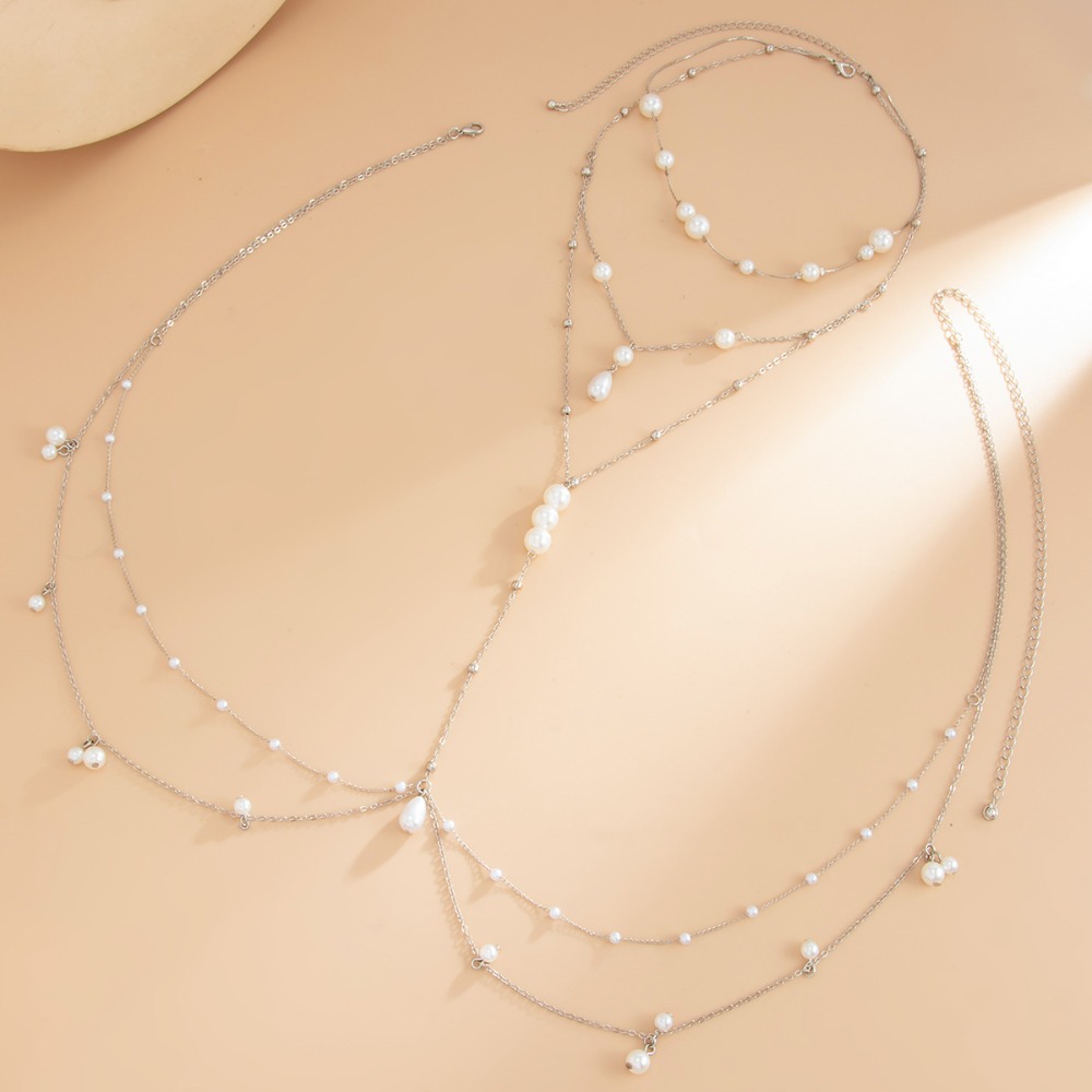 멀티 레이어 인조 진주 목걸이 가슴 배꼽 체인 일체형  - Body Jewelry In Bulk 리뷰 및 가격